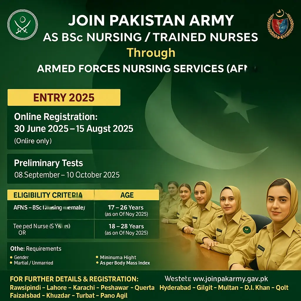 Join Pak Army Female Nursing Jobs 2025 Advertisement