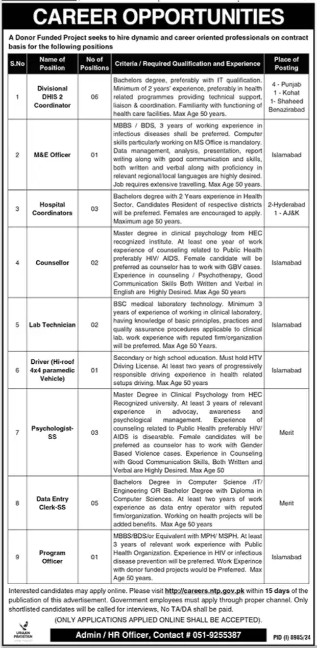 NTP Jobs Online Apply 2025 Advertisement