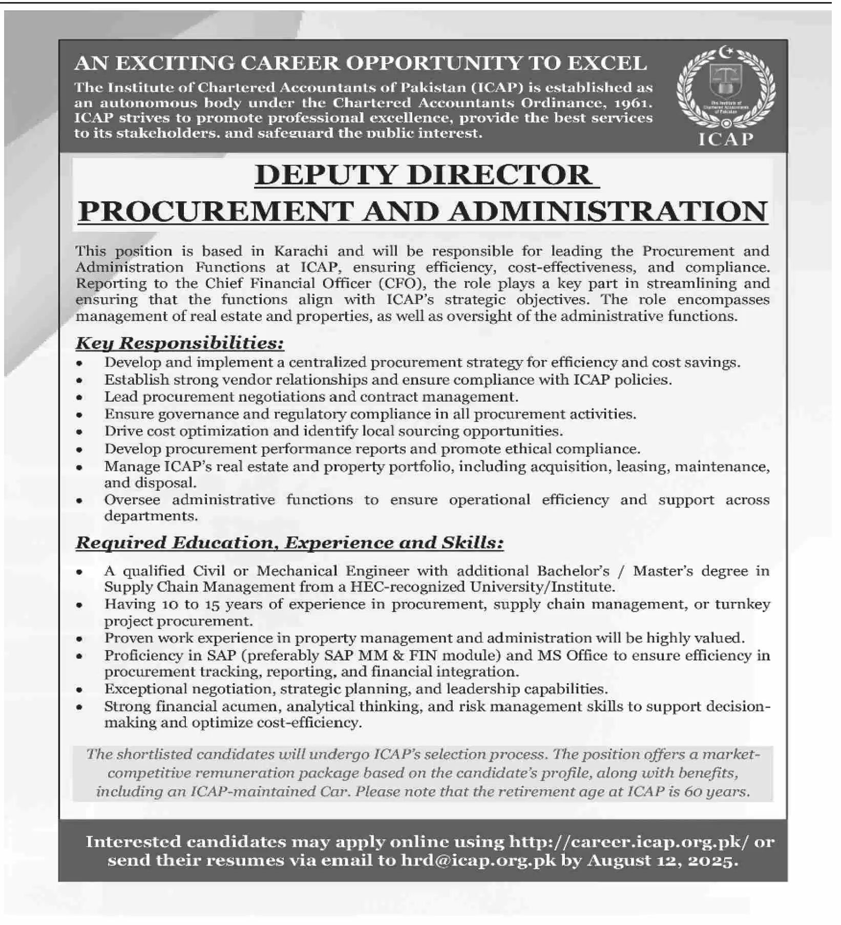 ICAP Careers 2025 Advertisement