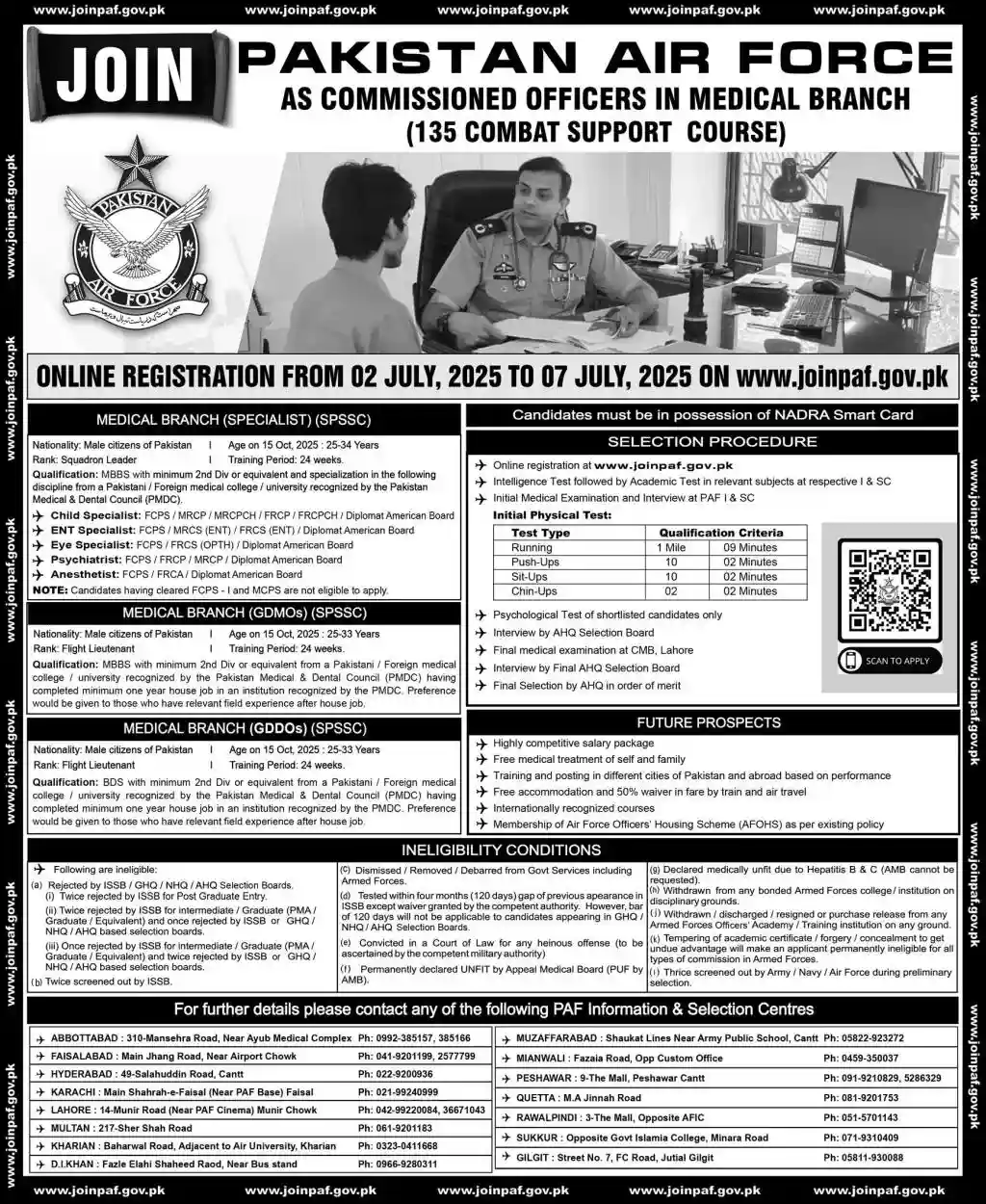 Join PAF as Medical Officer – 135 Combat Support Course 2025 Advertisement