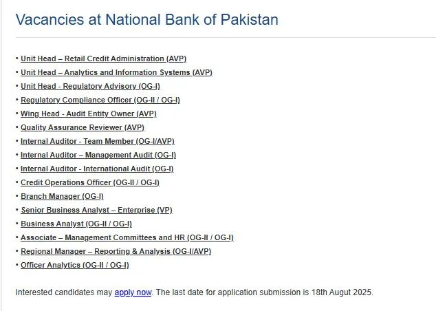 NBP Jobs 2025 Advertisement: