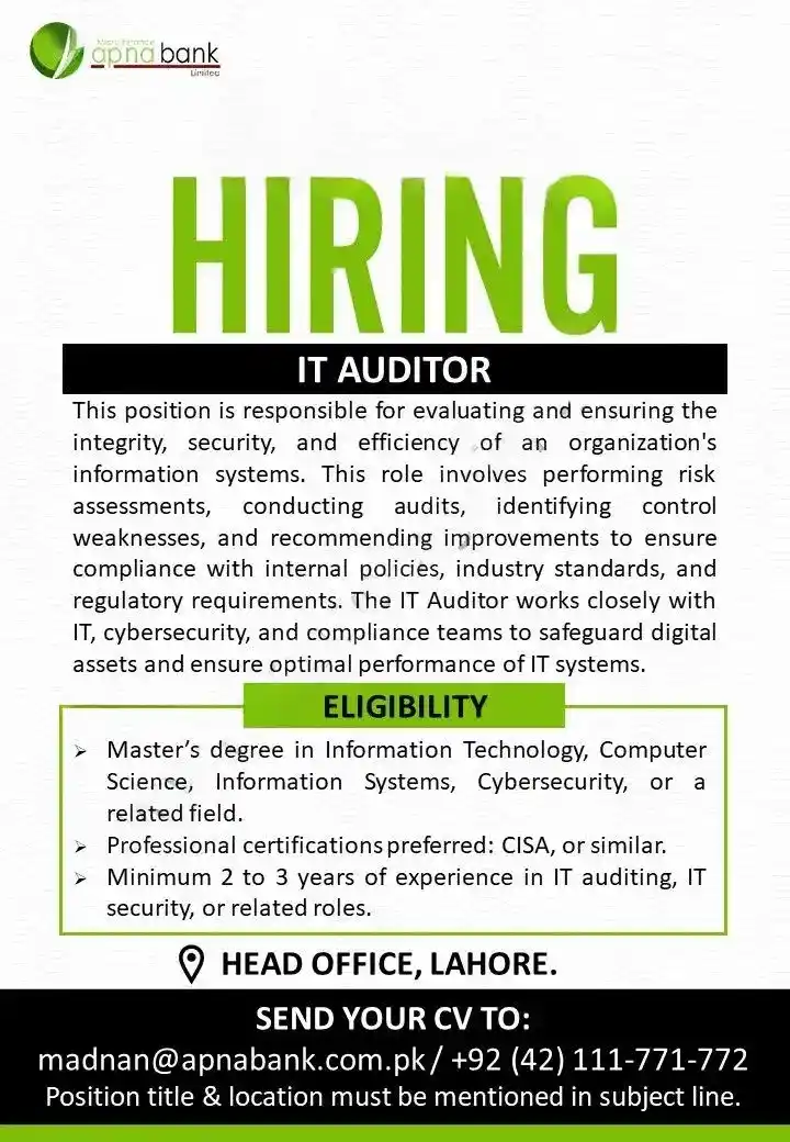 Apna Bank Jobs 2025 Advertisement