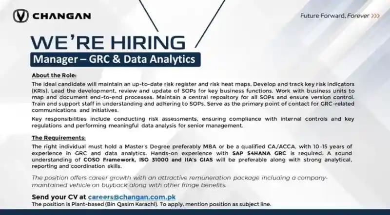Changan Careers 2025 Advertisement