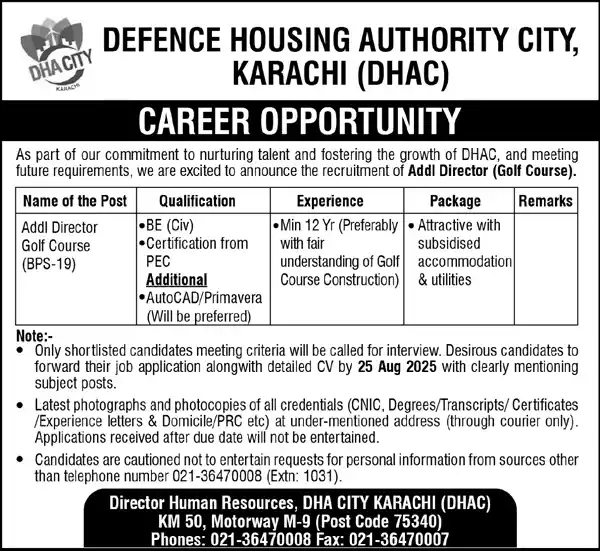 DHAC Careers 2025 Advertisement