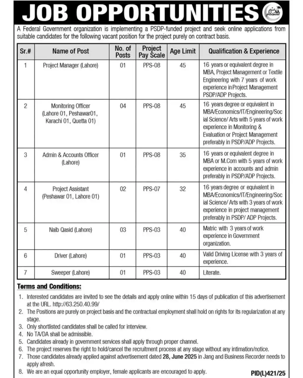 Federal Government Organization Jobs 2025 Advertisement