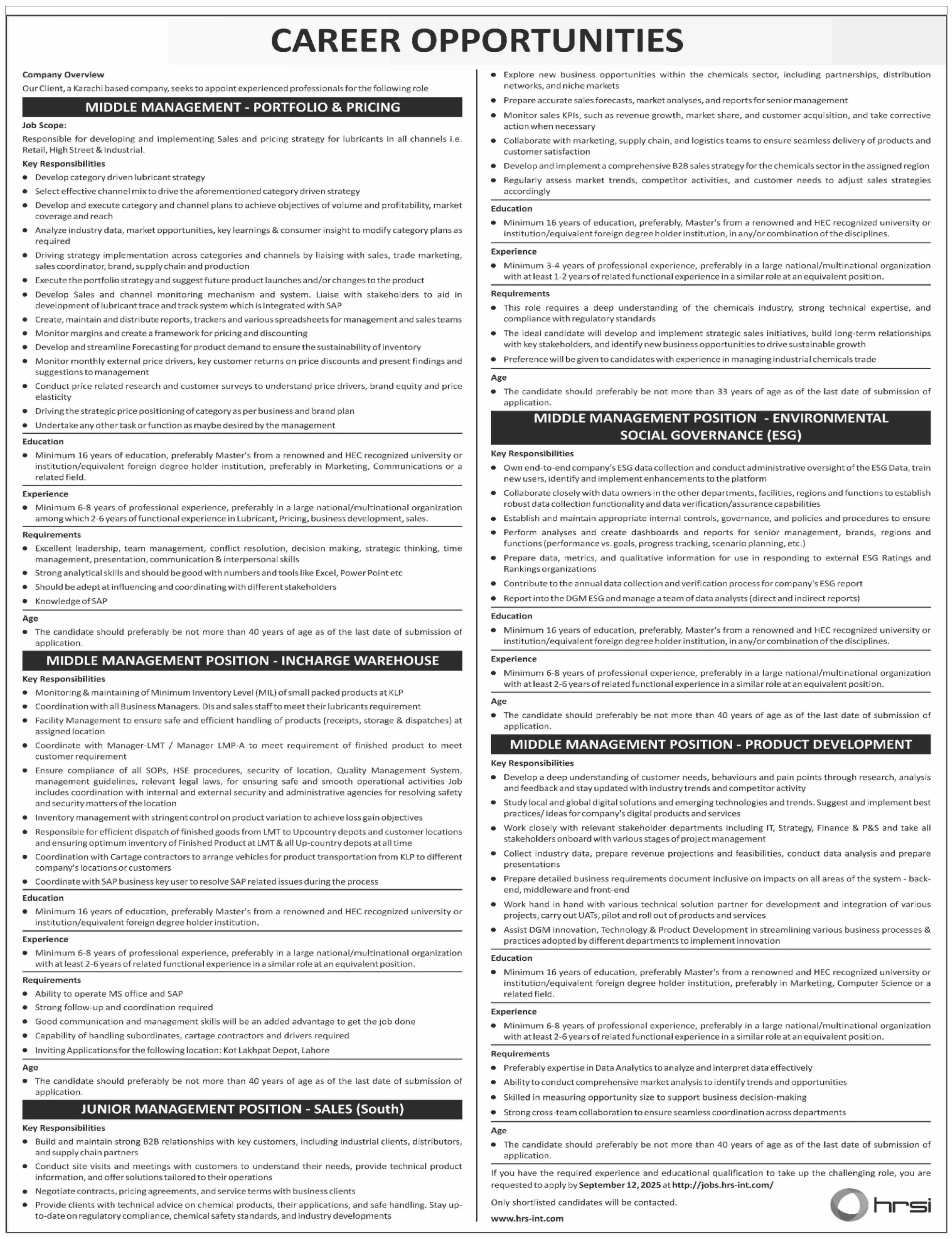 HRSI Careers 2025 Advertisement:
