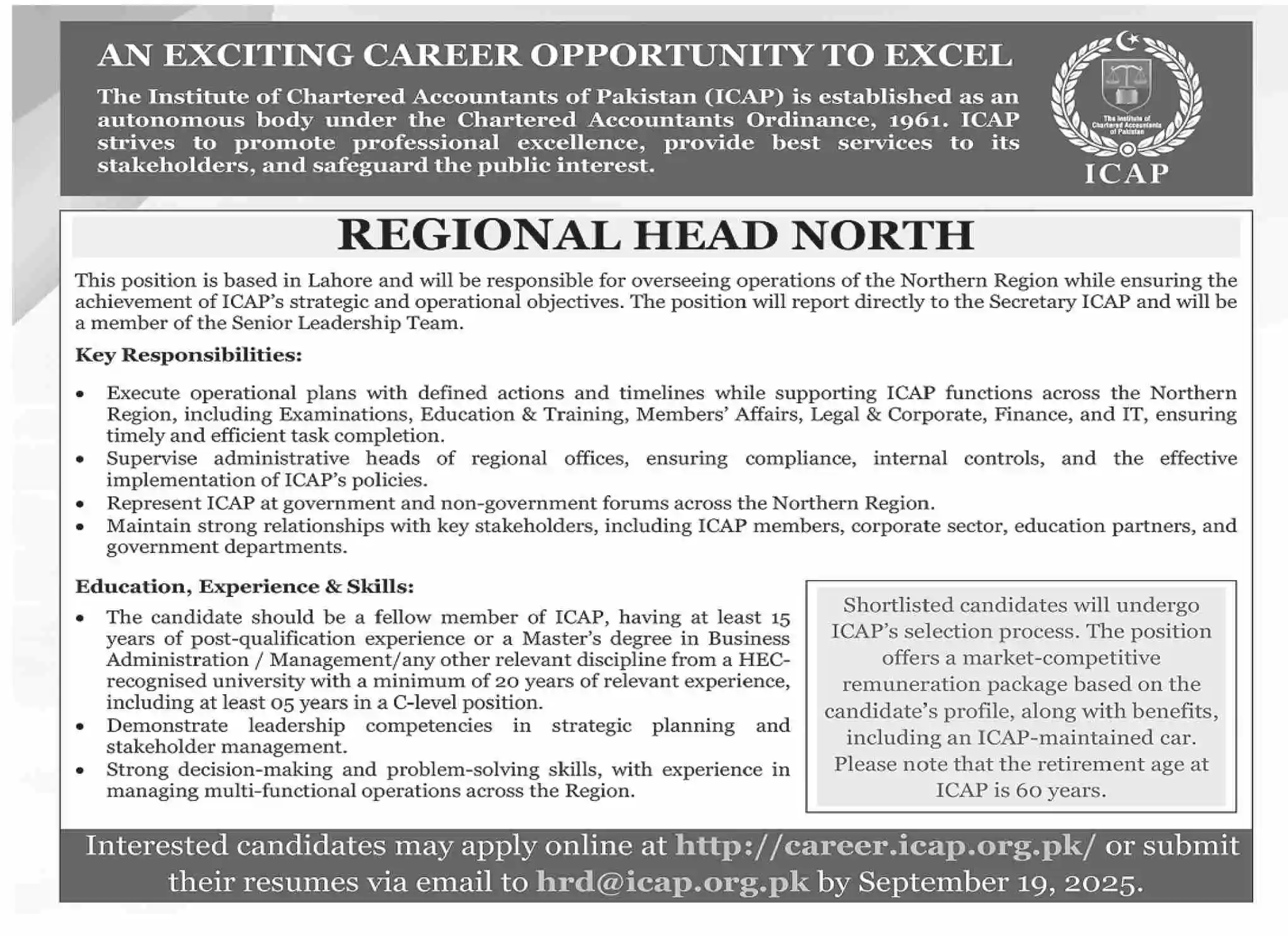 ICAP Careers 2025 Advertisement: