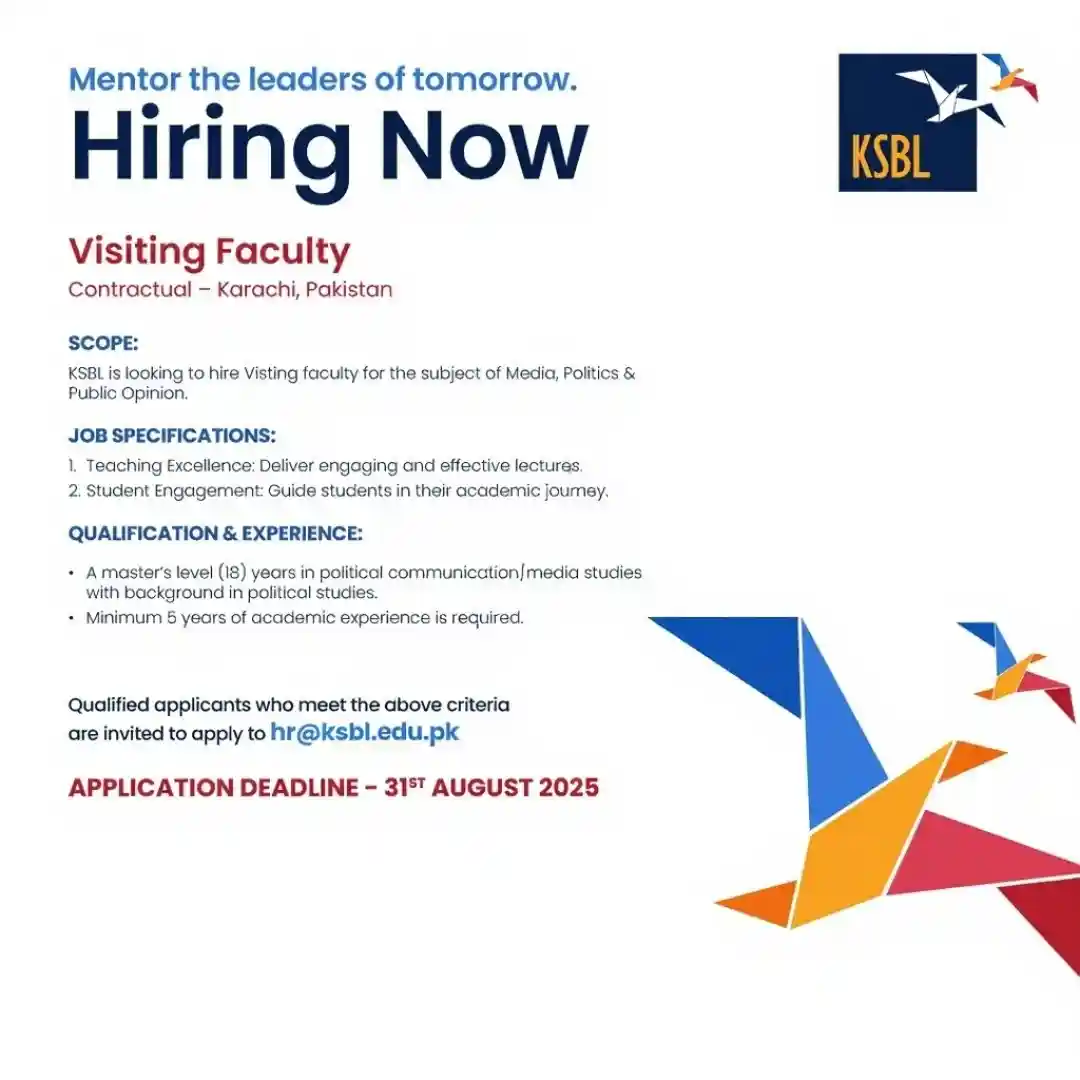 KSBL Faculty Recruitment 2025 Advertisement