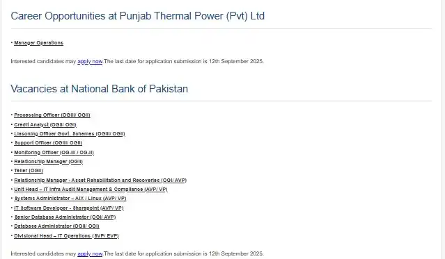 NBP Careers 2025 Advertisement
