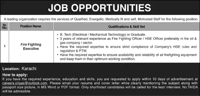 Oil & Gas Karachi Jobs 2025 Advertisement
