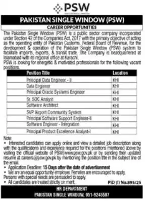 PSW Jobs 2025 Advertisement