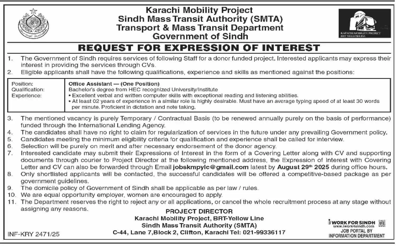 SMTA Sindh Jobs 2025 Advertisement