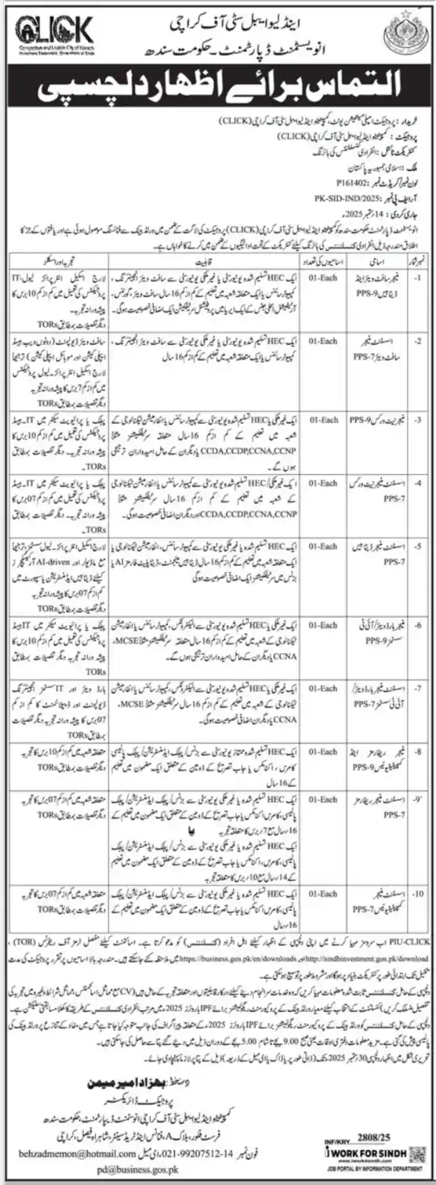 Government of Sindh Jobs 2025 Advertisement