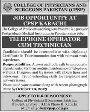 CPSP Karachi Jobs 2025 Advertisement