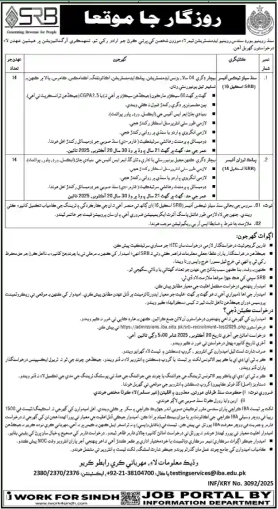 SRB Recruitment 2025 Advertisement