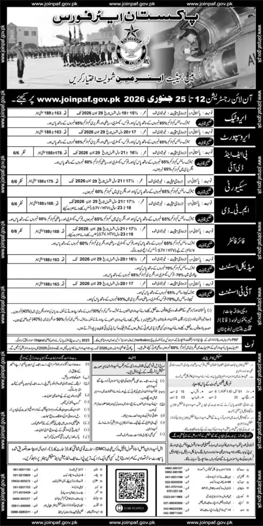 Pakistan Air Force Airmen Recruitment 2026 Advertisement