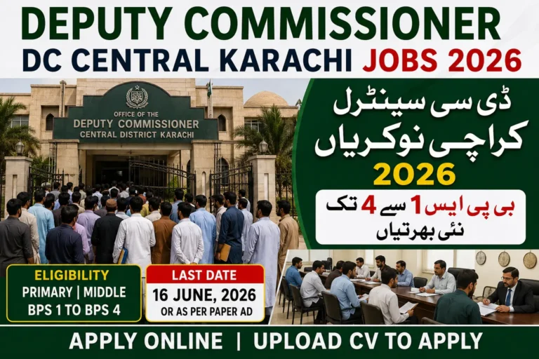 Deputy Commissioner DC Central Karachi Jobs 2026
