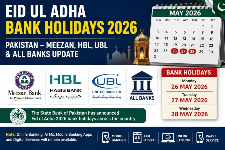 Eid ul Adha Bank Holidays 2026 Pakistan – Meezan, HBL, UBL & All Banks Update