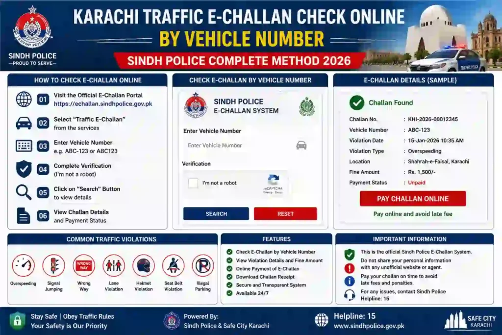 Karachi Traffic E-Challan Check Online by Vehicle Number – Sindh Police Complete Method