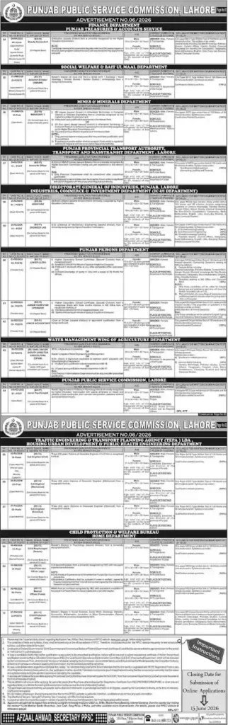 PPSC Advertisement No 062026