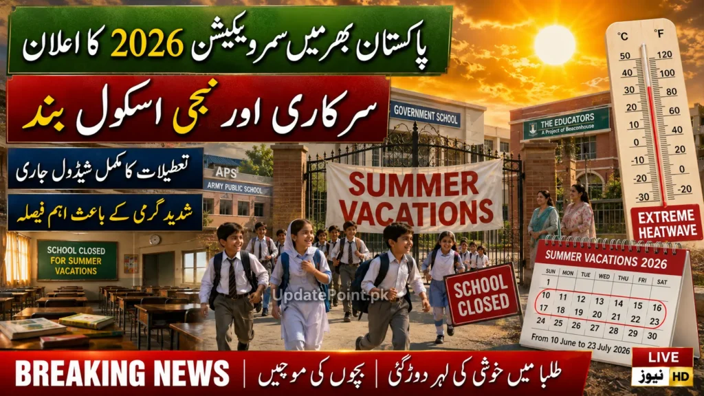 Schools Summer Vacations 2026 Announced Across The Province in Pakistan
