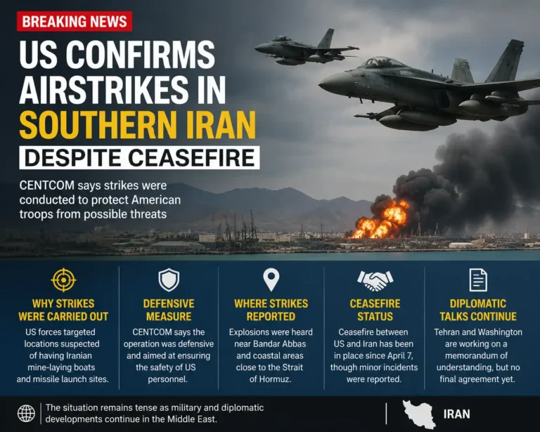 US Confirms Airstrikes in Southern Iran Despite Ceasefire