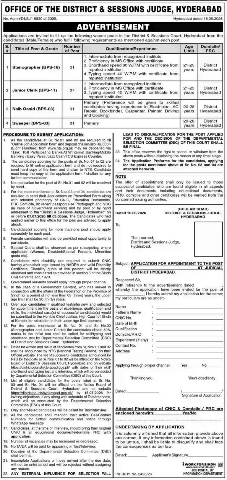 District & Sessions Court Hyderabad Jobs 2026 Announced for Multiple Vacancies