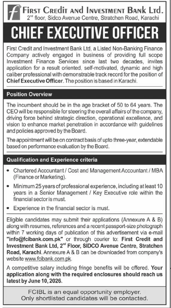 First Credit and Investment Bank Ltd — FCIBL