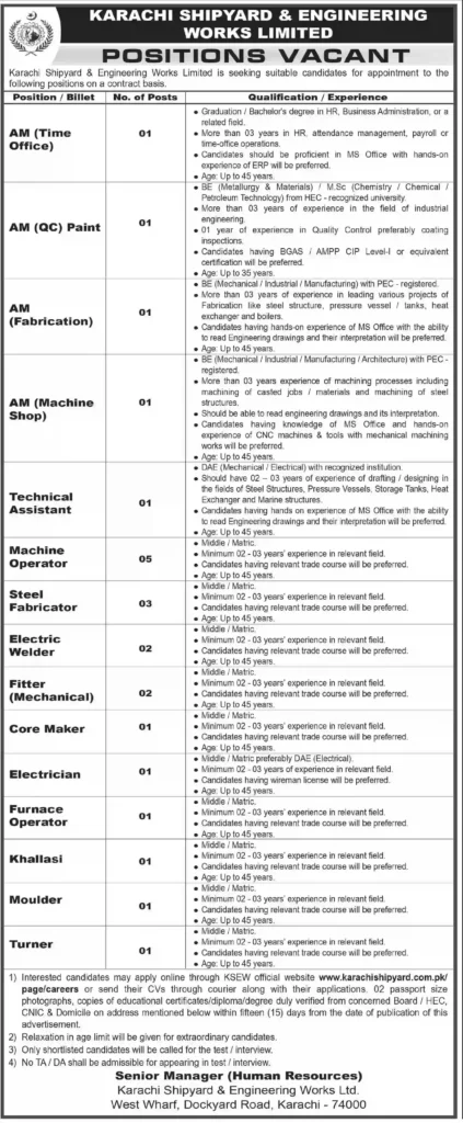 KSEW Careers 2026 Apply Online – Latest Karachi Shipyard Technical Staff Recruitment