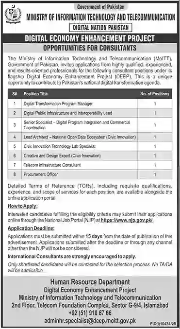 Ministry of Information Technology & Telecommunication MOIT Jobs 2026 | Apply Online for Latest Govt Vacancies