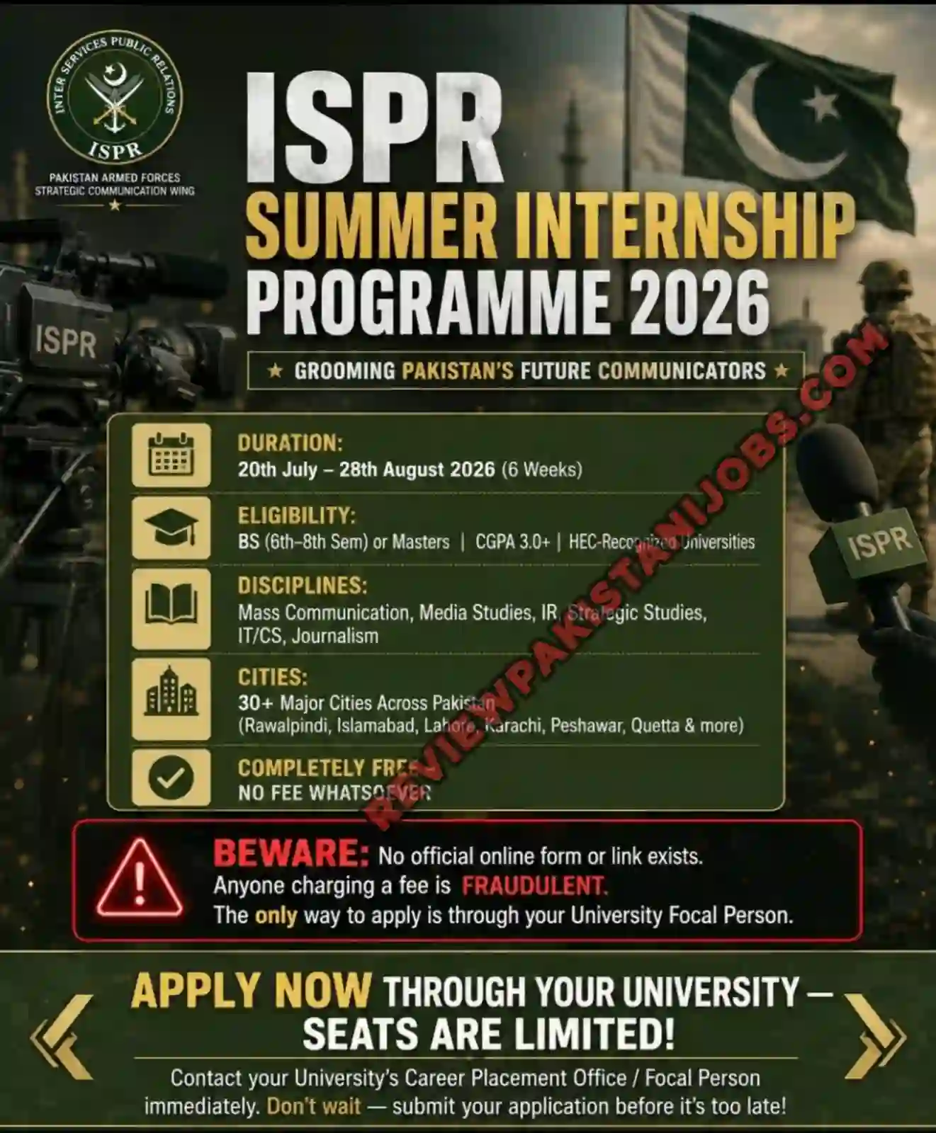 Pakistan Army ISPR Summer Internship Programme 2026 – Apply Online ...