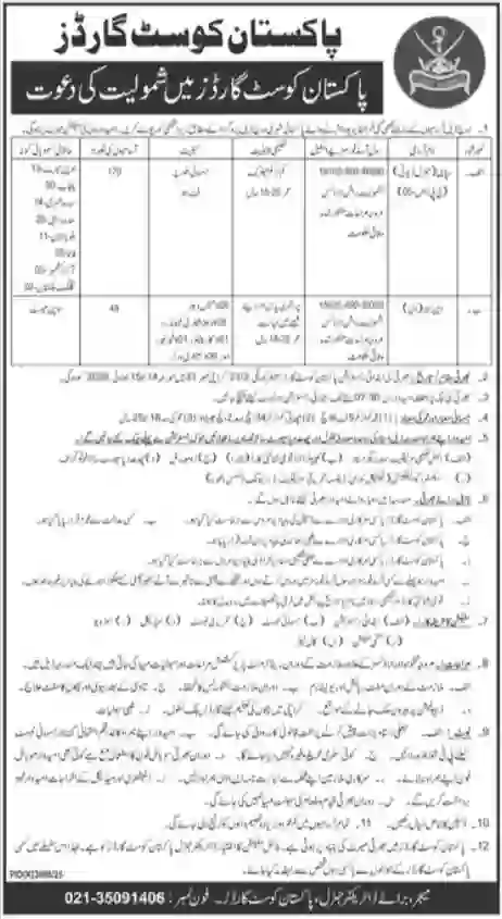 Pakistan Coast Guards Karachi Careers 2026 Latest Government Jobs in Pakistan