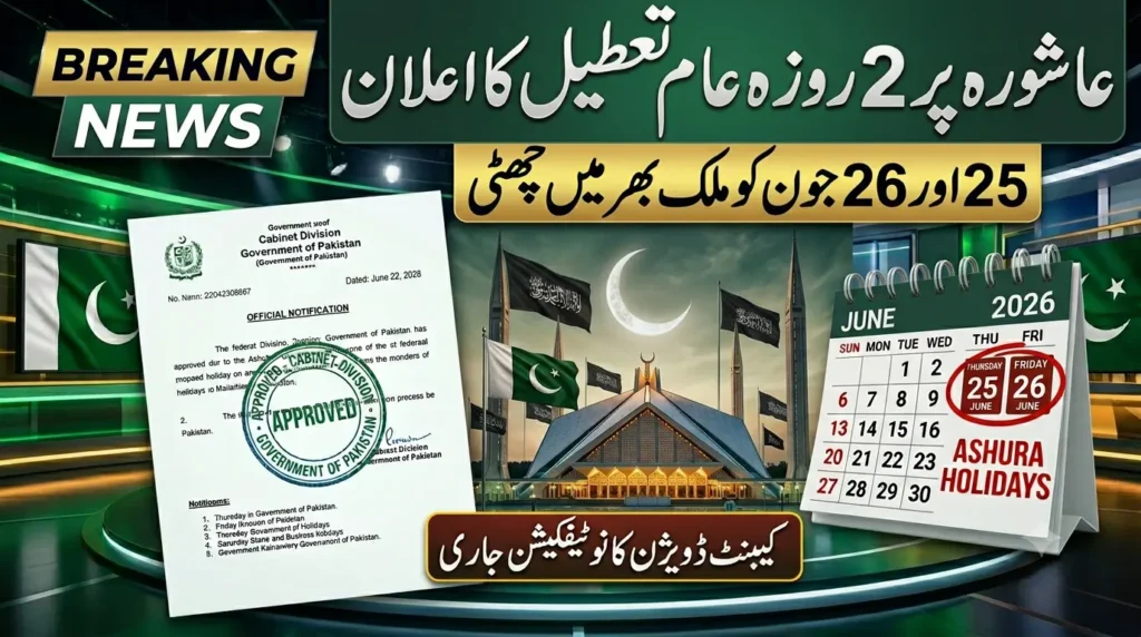 Pakistan Confirms Two Public Holidays for Ashura 2026 as Cabinet Division Issues Notification