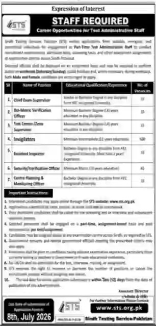 Latest STS Careers 2026 | Sindh Testing Services Karachi Jobs for Fresh & Experienced Candidates
