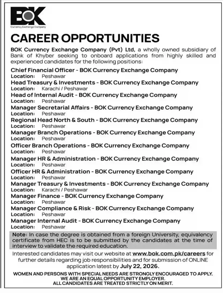 BOK Currency Exchange Company Jobs 2026 Apply Online