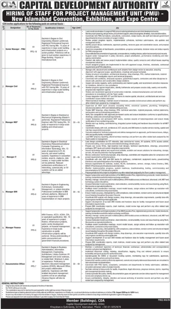 CDA Jobs 2026 | Online Apply, Eligibility, Last Date & Latest Vacancies