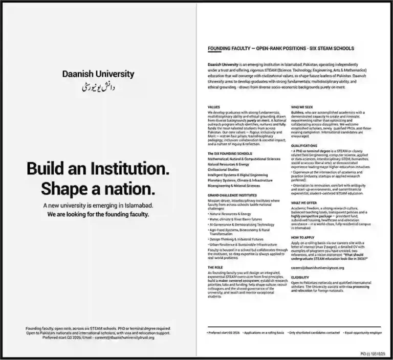 Daanish University Islamabad Jobs 2026 Advertisement | Eligibility, Salary & Application Process