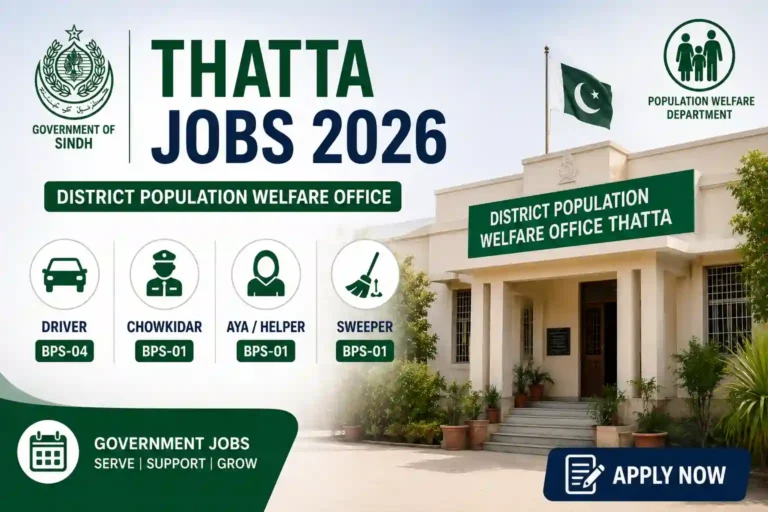 District Population Welfare Office Thatta Jobs
