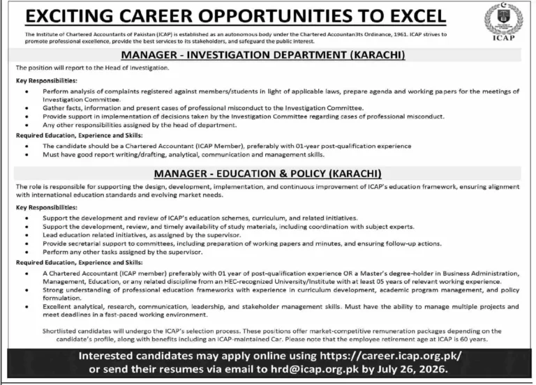 ICAP Jobs 2026 Apply Online – Manager Vacancies in Karachi Eligibility, Salary & Application Process