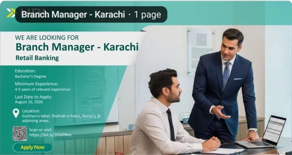 Branch Manager Jobs 2026 in Karachi at Retail Banking – Apply Online