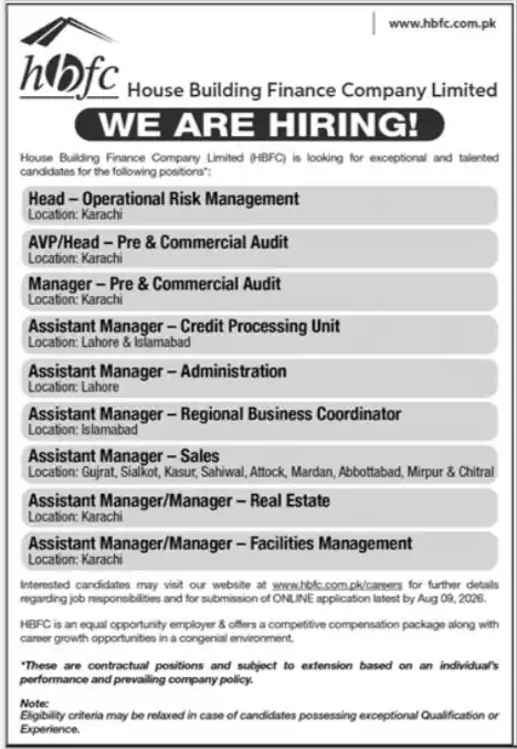 Latest HBFC Jobs 2026 in Pakistan Eligibility, Vacancies & Apply Online