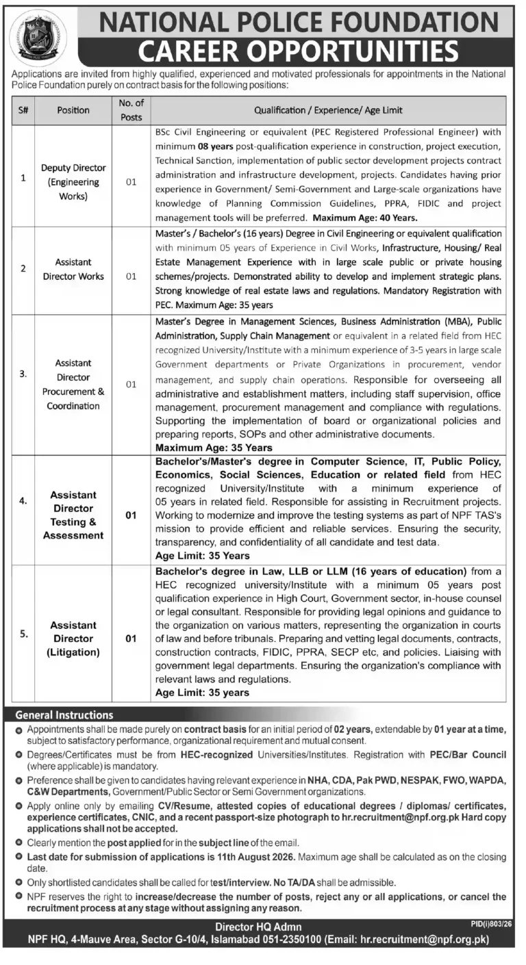 NPF Jobs 2026 Online Apply, Eligibility, Last Date & Latest Vacancies