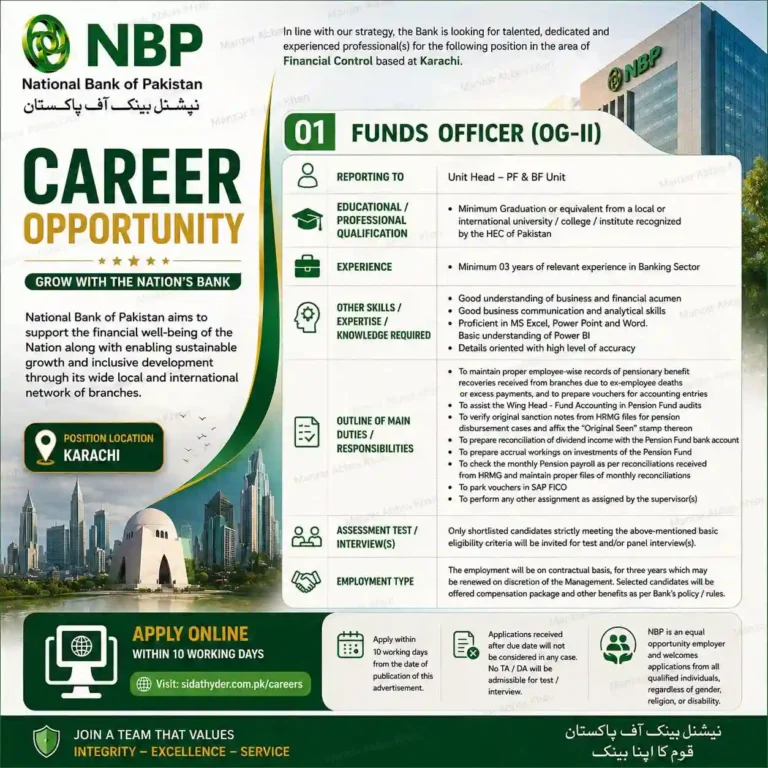National Bank of Pakistan Jobs 2026 NBP Career Opportunity in Karachi