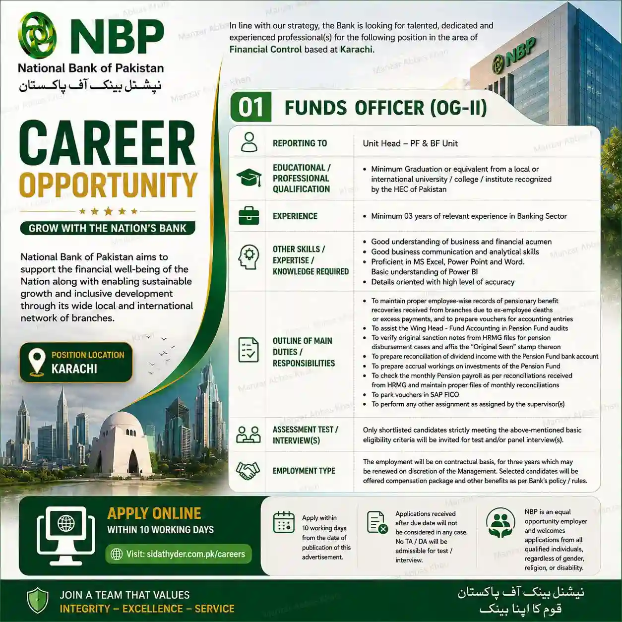 National Bank of Pakistan Jobs 2026 NBP Career Opportunity in Karachi