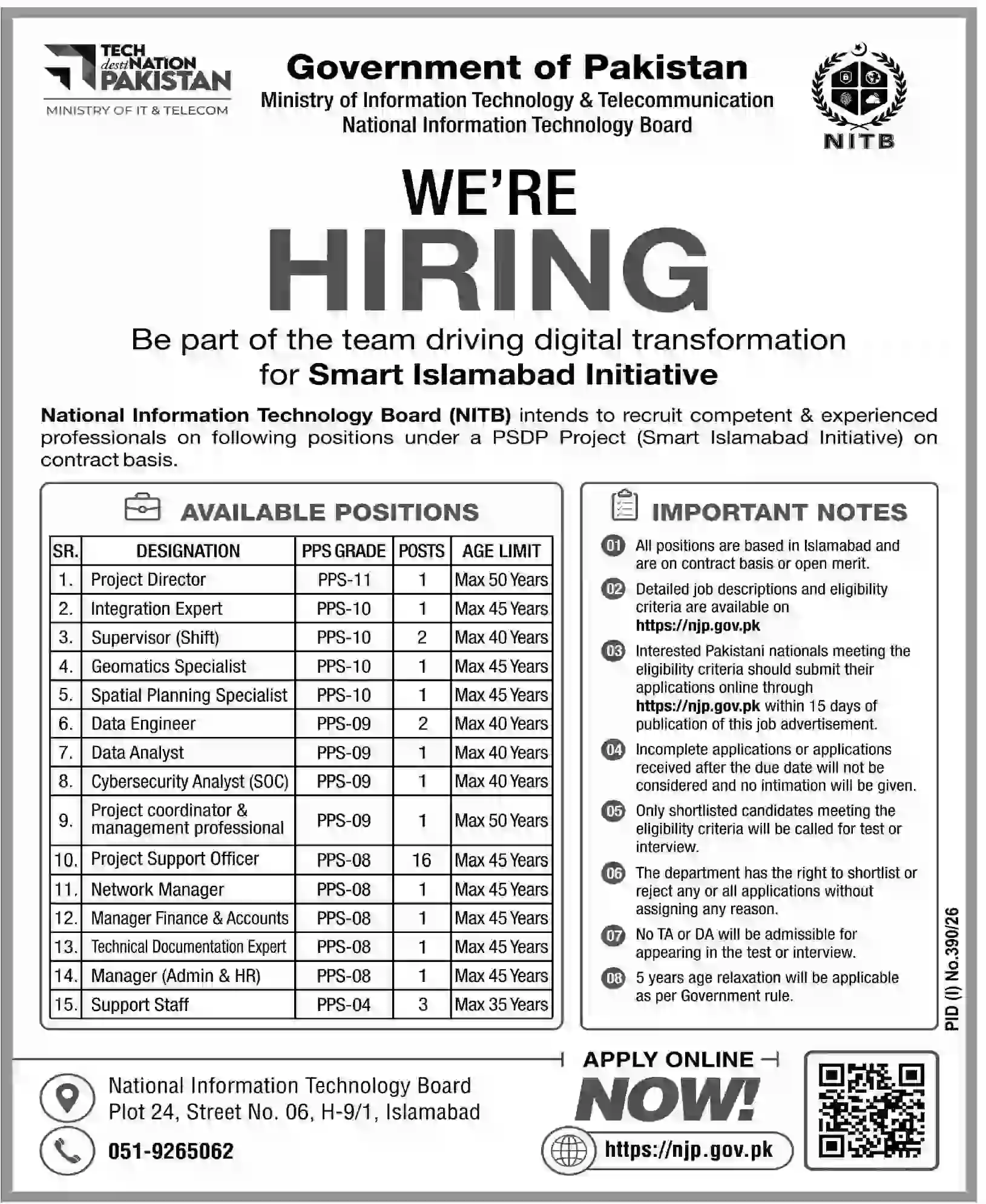 National Information Technology Board Jobs 2026 – Apply Online for NITB Islamabad