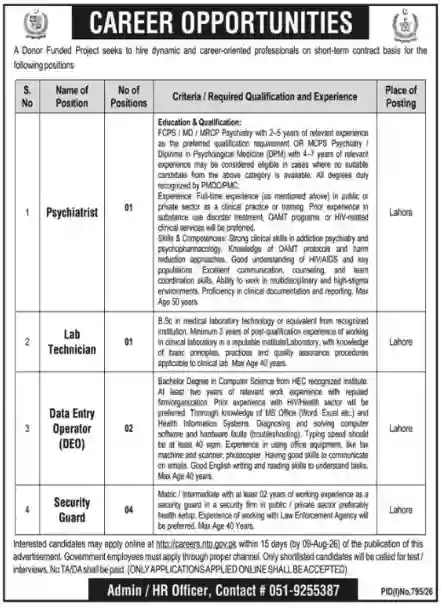 National TB Control Program Islamabad Jobs 2026 Online Apply