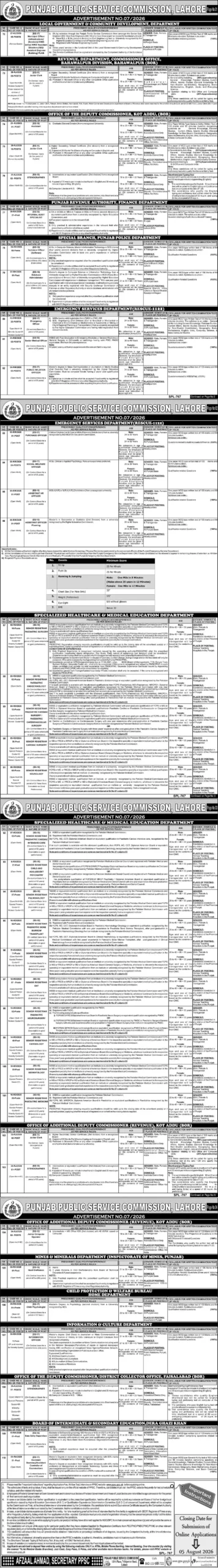 PPSC Jobs 2026 Advertisement No. 072026 Apply Online for Latest Punjab Government Vacancies