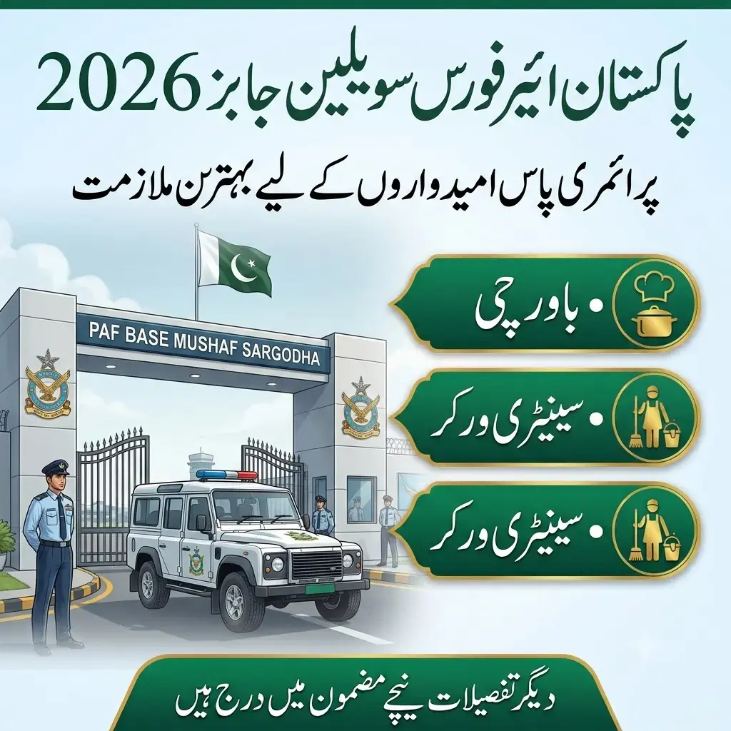 Pakistan Air Force PAF Civilian Jobs 2026 Cook & Sanitary Worker Vacancies