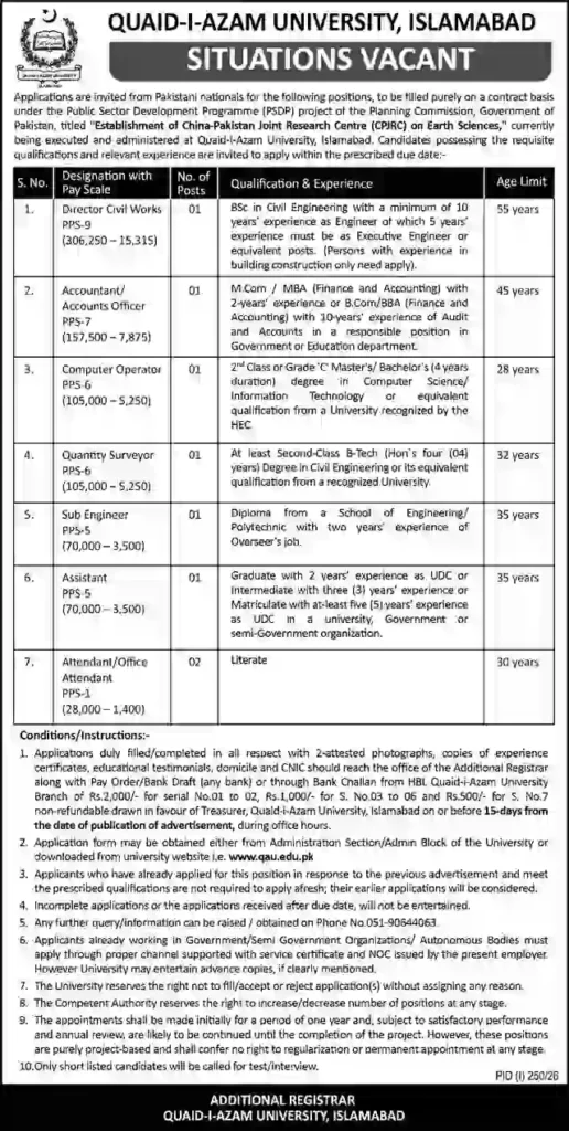 QAU Islamabad Jobs 2026 – Latest Government Vacancies with Application Process