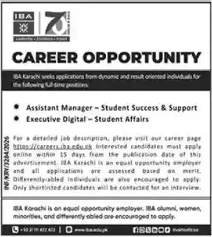 Institute Of Business Administration IBA Karachi Jobs 2026
